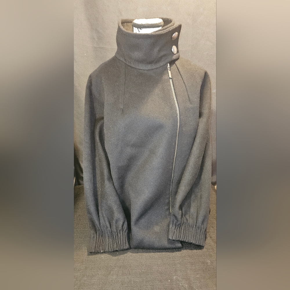 Zara Woman Black Wool Asymmetrical Coat Size M